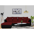 Zink Straight line L Shape 5 Seater Sofa Plain Cushion (Left Side Handle)(Maroon & Black)