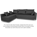 Straight Line L Shape 5 Seater Sofa Set Left Side Handle (Dark Grey)