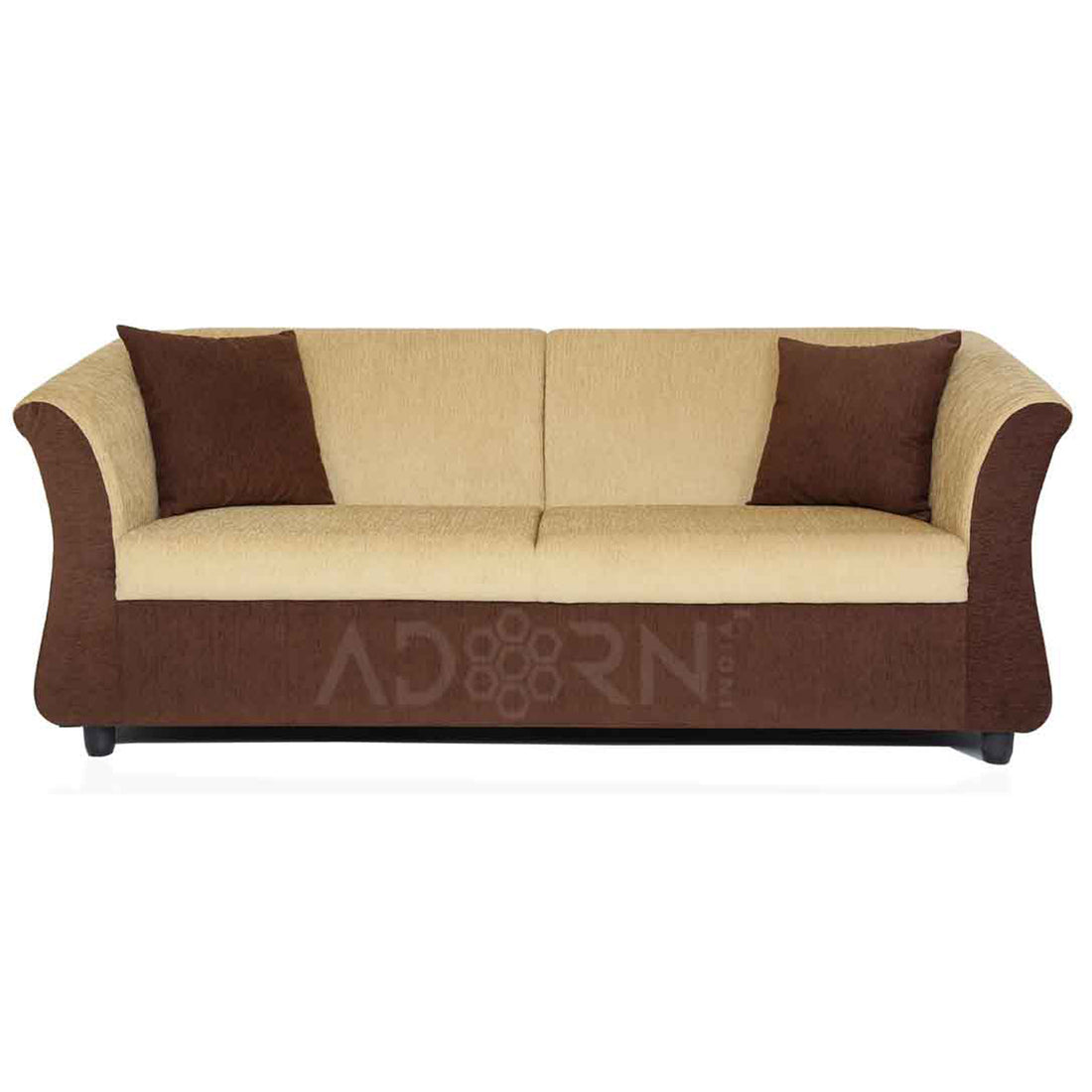 Adorn India Acura 3 Seater Sofa (Brown & Beige)