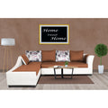 Adorn India Aliana L Shape Leatherette Fabric 6 Seater Sofa Set LHS (Rust & White) (3 Year Warranty)