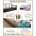 Adorn India Polar Black Metal Three Seater Sofa Cum Bed with Storage (6 x 5) (Aqua Blue)