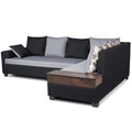 Orlando Fabric L Shape Sofa (Black) ack and Light Grey