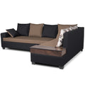 Orlando Fabric L Shape Sofa (Black & Camel)