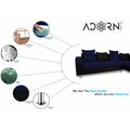 Adorn India Adillac 5 Seater Corner Sofa(Right Side)(Navy Blue & Black), Wood, Foam