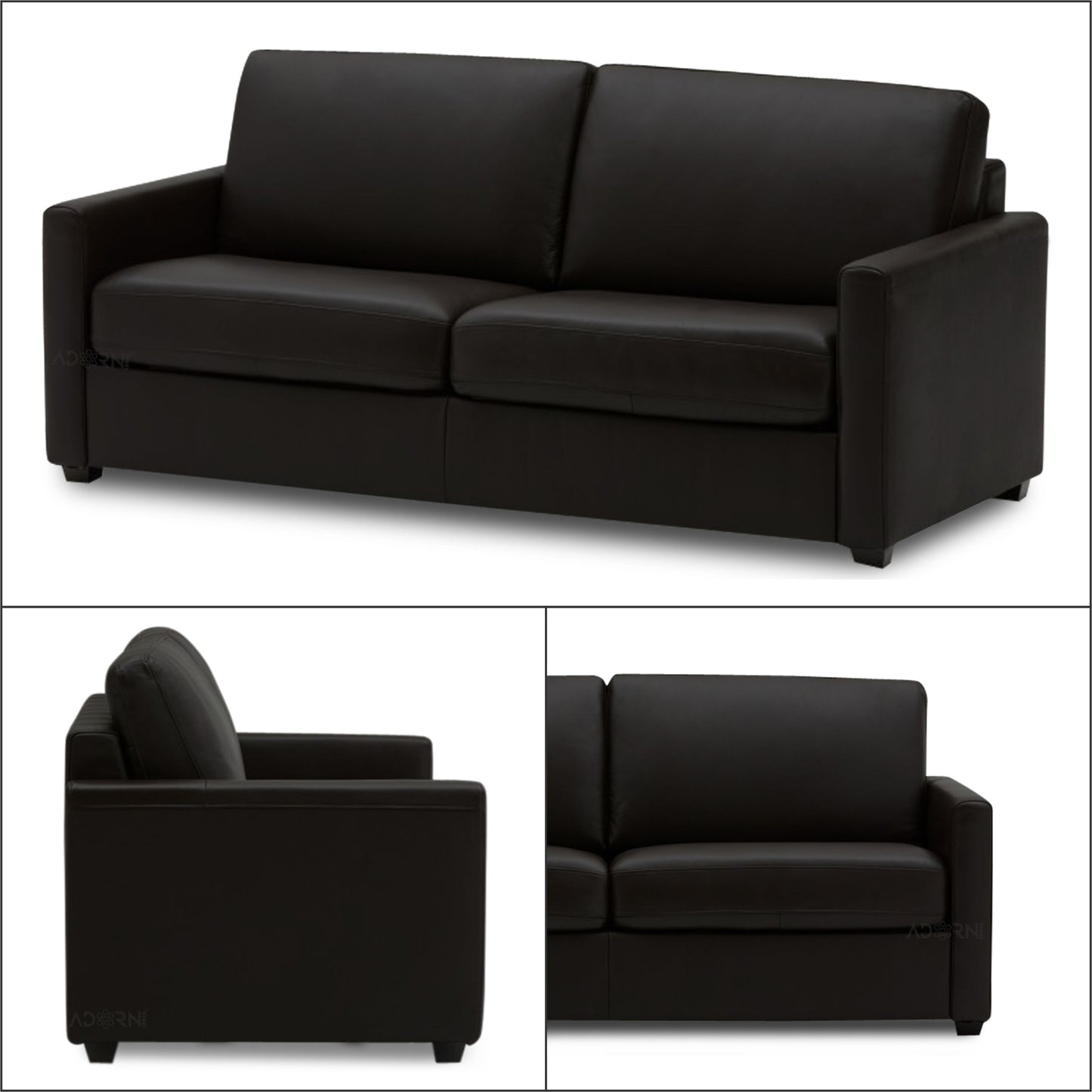 Adorn India Exclusive Flavio Leaterette 3-1-1 Sofa Set (Black)