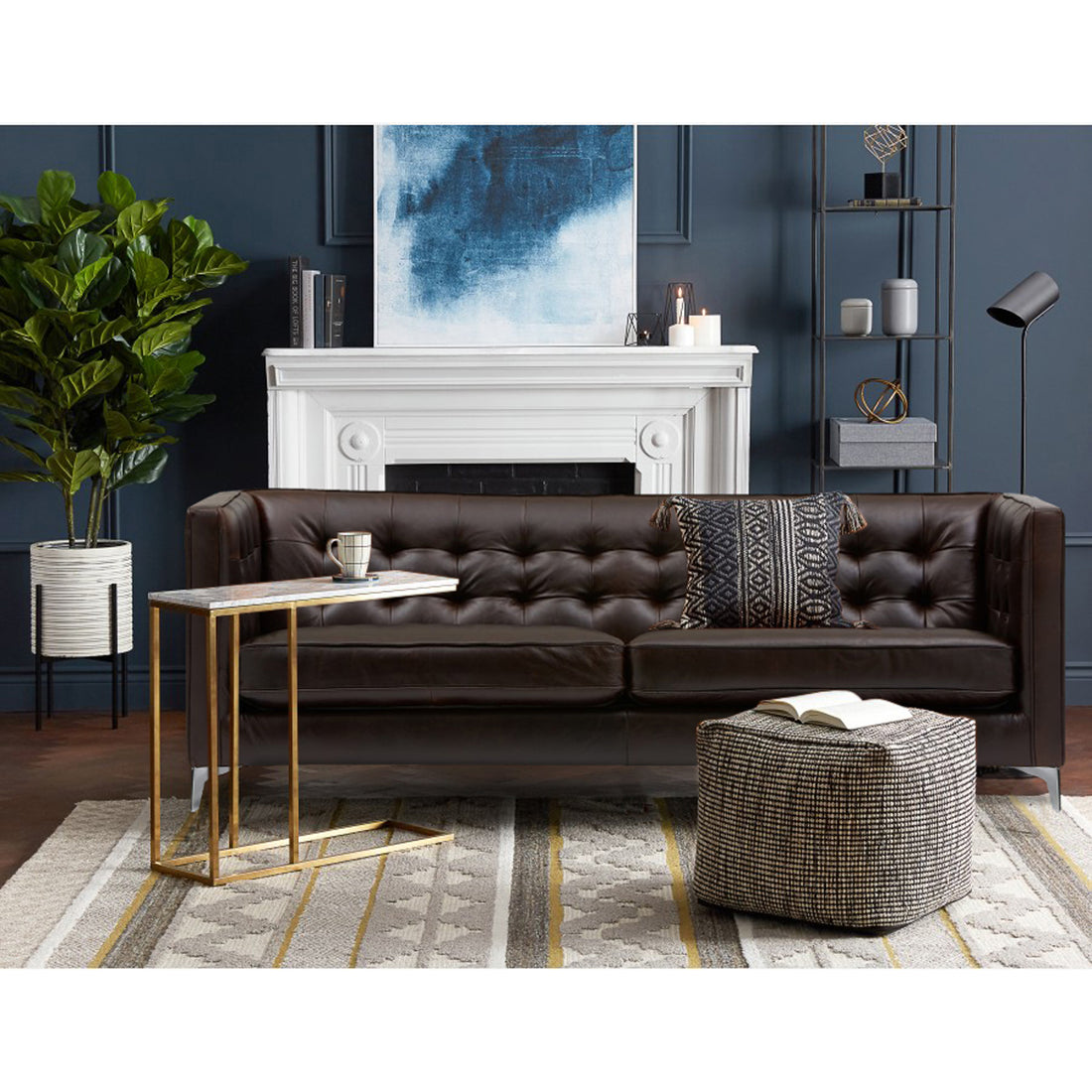 Adorn India Exclusive Cosmos Leatherette Three Seater Sofa (Brown)