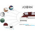 Adorn India Aliana L Shape Leatherette Fabric 6 Seater Sofa Set LHS (Maroon & White) (3 Year Warranty)