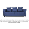 Adorn India Magnum 3 Seater Sofa (Blue), Wood, Foam