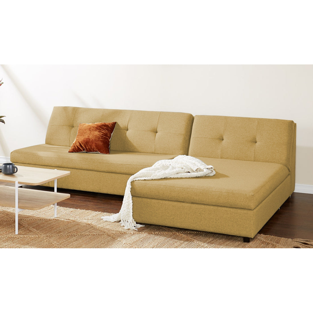 Adorn India Atlas Modular Sofa Set (Beige) (3 Year Warranty)