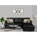 Adorn India Tiverton 6 Seater Corner Sofa Leatherette Right Hand Side (Black)