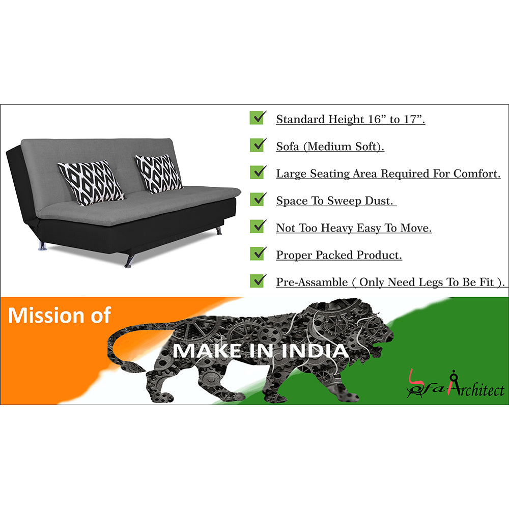 Adorn India Aspen Two Tone Rhombus Sofa Cum Bed (Grey & Black)