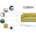 Adorn India Alexander L Shape 7 Seater Sofa Set with Ottoman Puffy RHS (Green) (3 Year Warranty)