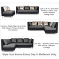 Adorn India Exclusive Two Tone Alica Modular Sofa Set (Light Grey & Black), Wood, Foam