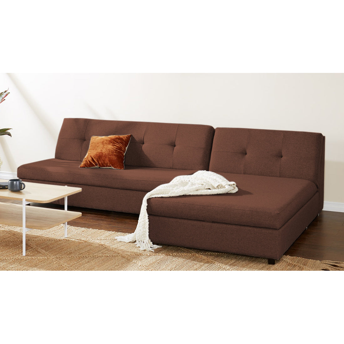 Adorn India Atlas Modular Sofa Set (Brown) (3 Year Warranty)