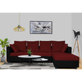 Zink Straight line L Shape 6 Seater Sofa Plain Cushion (Maroon & Black)