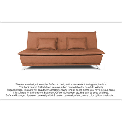 Adorn India Arden 3 Seater Sofa Cum Bed Fabric (Rust)