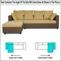 Zink Straight line L Shape 6 Seater Sofa Plain Cushion (Left Side Handle)(Brown & Beige)