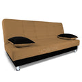 Adorn India Alyssum 3 Seater Sofa cumbed(Camel & Black, Wood)