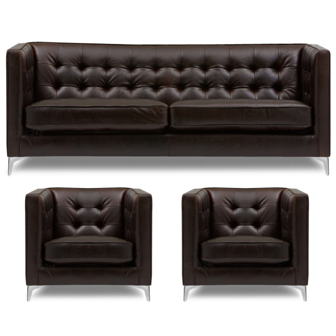 Adorn India Exclusive Cosmos Leatherette 3-1-1 Sofa Set (Brown)