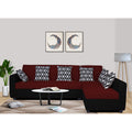 Adorn India Rio High Back L Shape 6 Seater Sofa Set (Right Hand Side) (Maroon & Black)