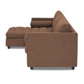 Adorn India Alexander L Shape 7 Seater Sofa Set with Ottoman Puffy LHS (Camel) (3 Year Warranty)
