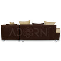 Adorn India Adillac 5 Seater Corner Sofa(Right Side)(Brown & Beige), Wood, Foam