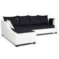 Aliana L Shape Leatherette Fabric 6 Seater Sofa Set LHS (Black & White)
