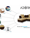 Adorn India Adillac 5 Seater Corner Sofa(Left Side Handle)(Brown & Beige)