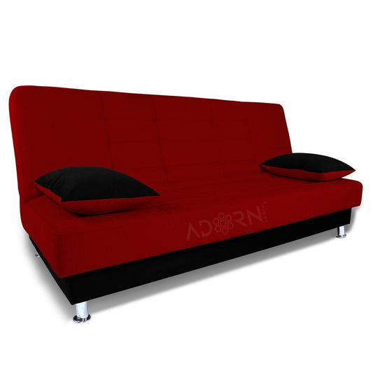 Adorn India Alyssum 3 Seater Sofa cum bed (Maroon & Black)