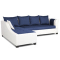 Aliana L Shape Leatherette Fabric 6 Seater Sofa Set LHS (Blue & White)