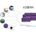 Adorn India Alexander L Shape 7 Seater Sofa Set with Ottoman Puffy LHS (Purple) (3 Year Warranty)