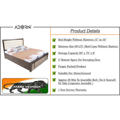 Adorn India Hypnos Engineered Box Spring Storage with Back Cushion Queen Size Bed (Matte Finish; Multi; Without Mattress)