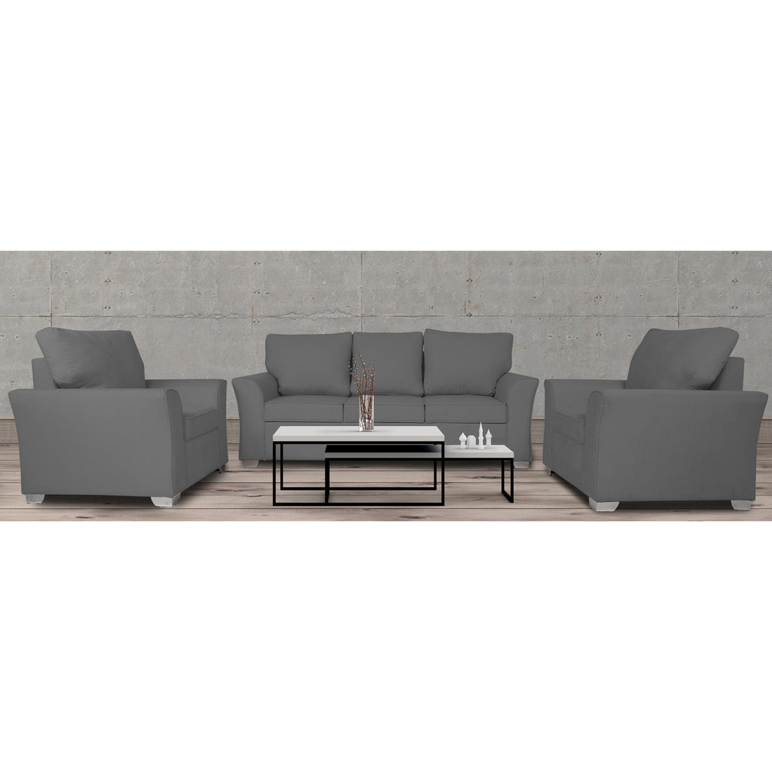 Adorn India Alexia 3+1+1 Sofa Set(Grey)