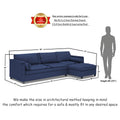 Adorn India Alexander L Shape 7 Seater Sofa Set with Ottoman Puffy RHS (Dark Blue) (3 Year Warranty)
