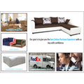 Adorn India Aliana L Shape Leatherette Fabric 6 Seater Sofa Set RHS (Brown & White) (3 Year Warranty)