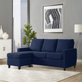 Adorn India Daffodil Three Seater Modular Sofa (Blue), Wood, Foam