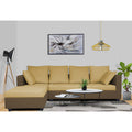Zink Straight line L Shape 6 Seater Sofa Plain Cushion (Left Side Handle)(Brown & Beige)