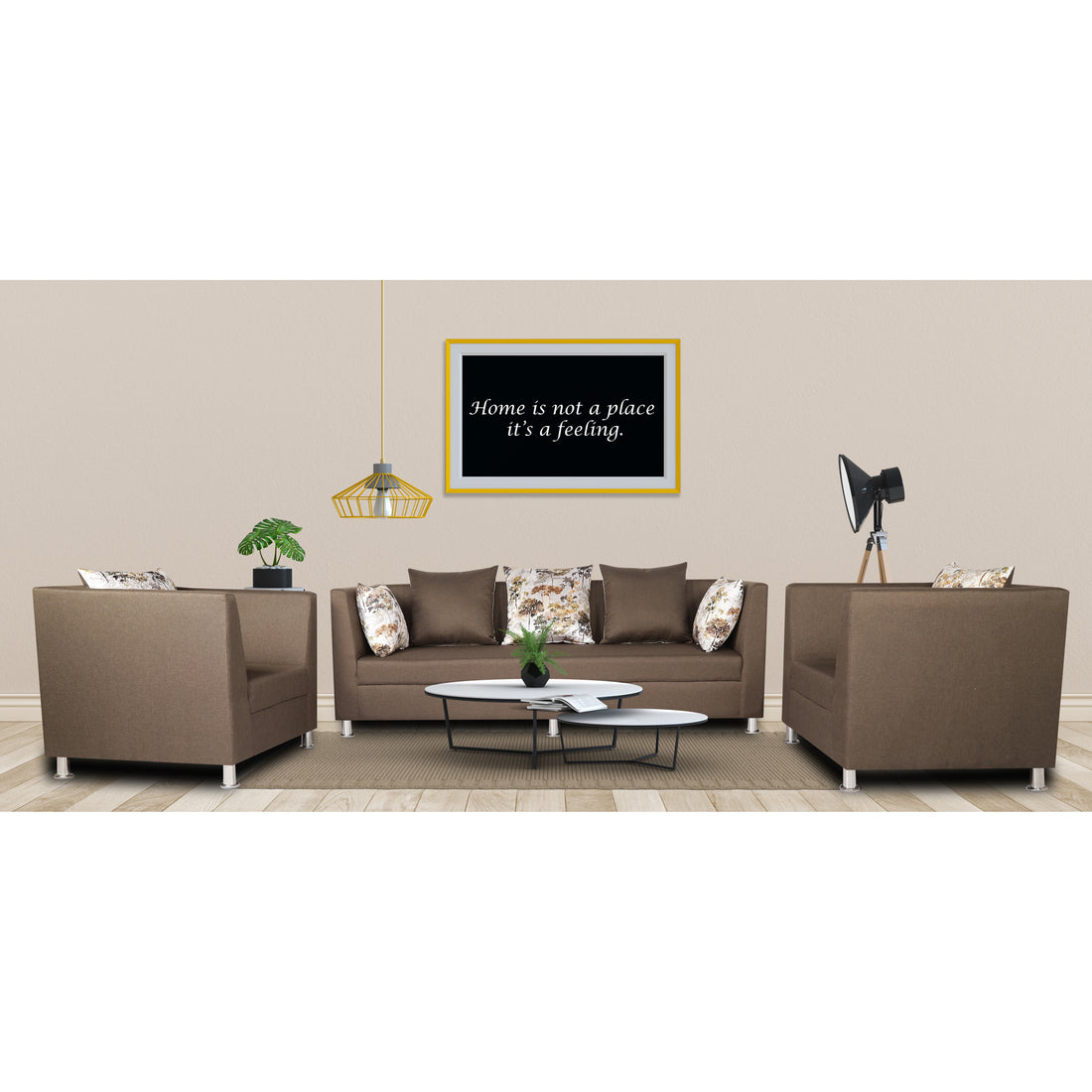 Adorn India Alica 3-1-1 5 Seater Sofa Set(Camel)