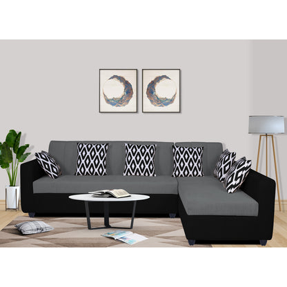Adorn India Rio Highback L Shape 6 Seater coner Sofa Set (Grey & Black)