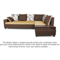 Adorn India Orlando Fabric L Shape Sofa (Brown and Beige)