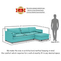 Adorn India Alexander L Shape 7 Seater Sofa Set with Ottoman Puffy RHS (Aqua Blue) (3 Year Warranty)