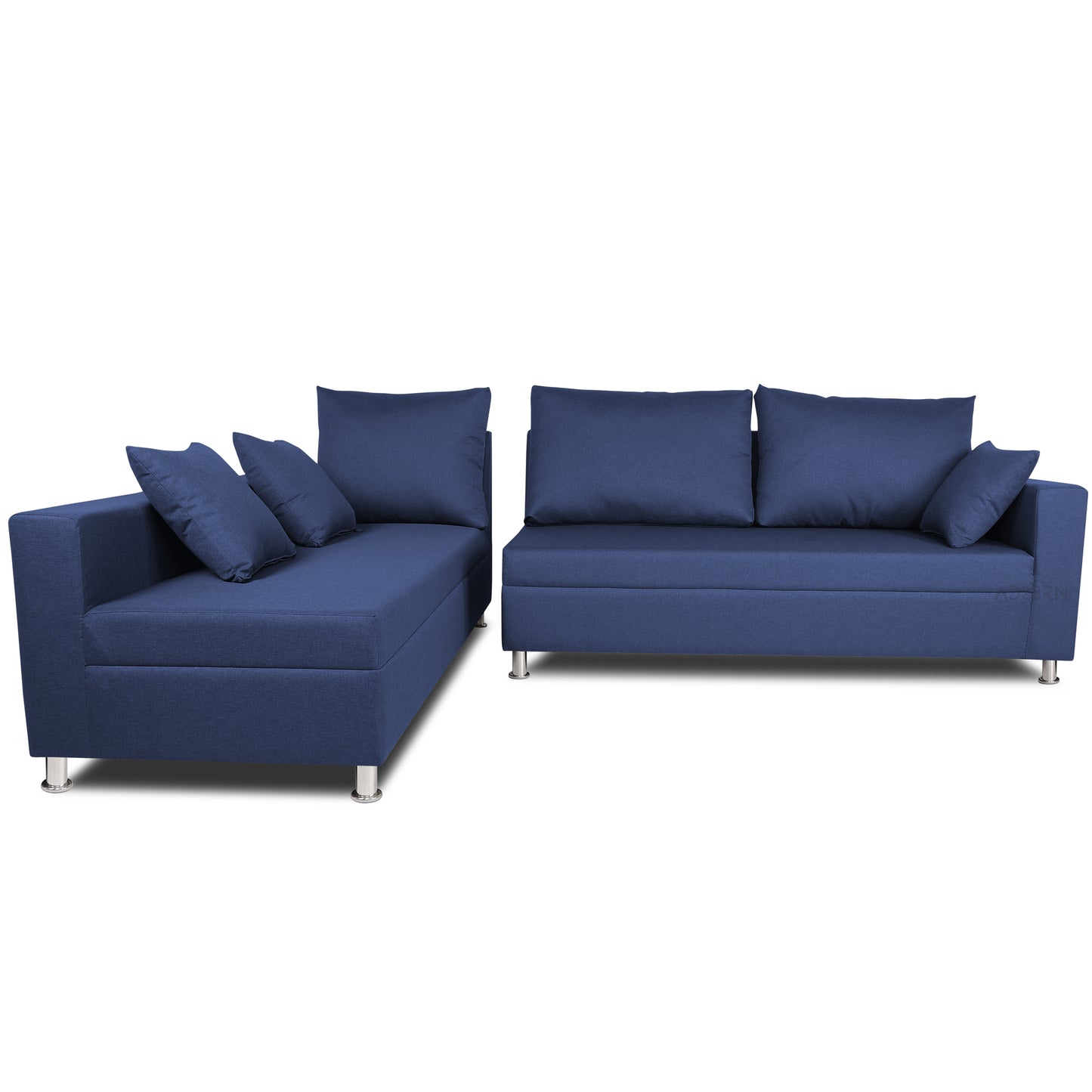 Adorn India Straight Line 6 seater L Shape Sofa set (Left Side Handle)(Blue)