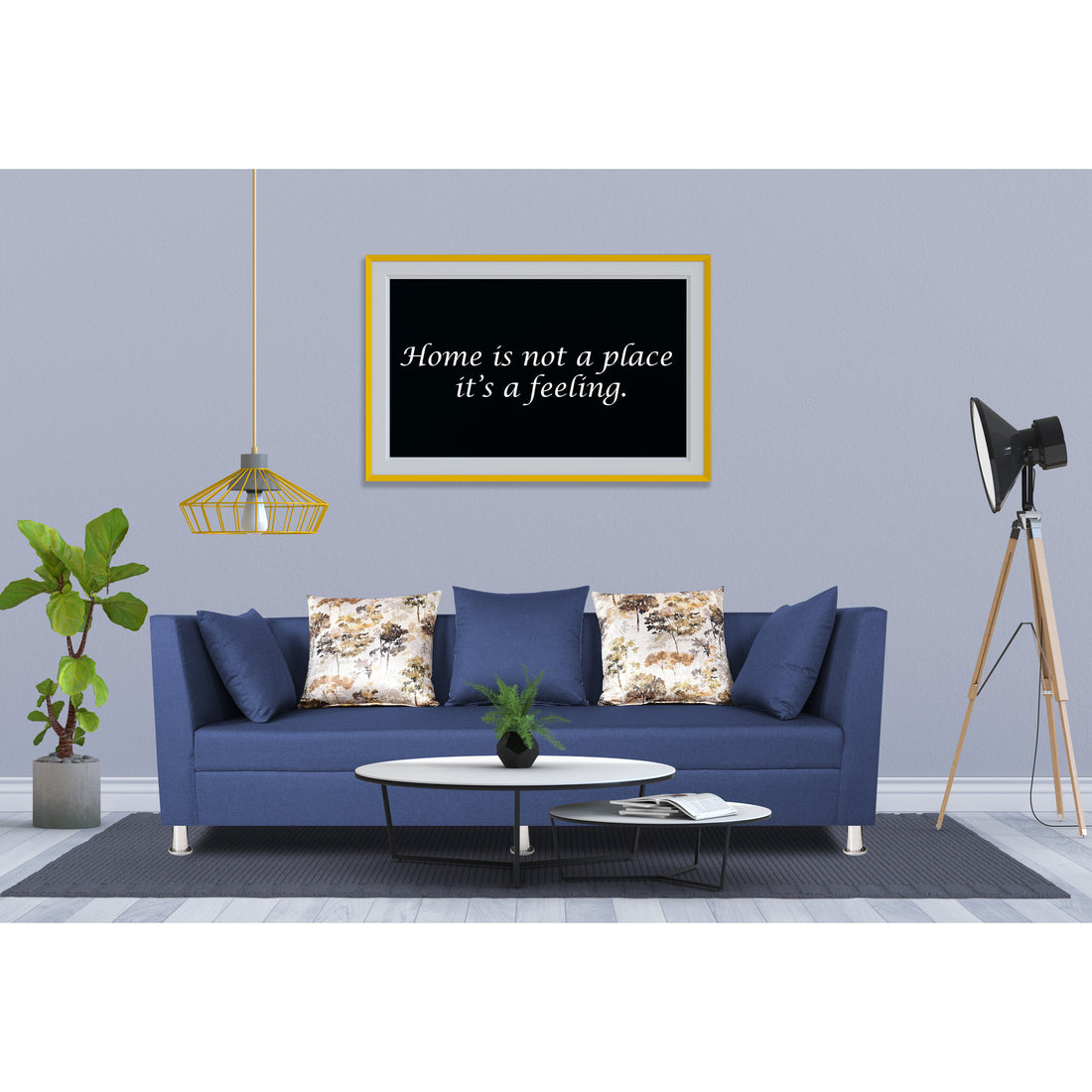 Adorn India Alica 3 Seater Sofa (Blue), Wood, Foam