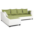Aliana L Shape Leatherette Fabric 6 Seater Sofa Set LHS (Green & White)