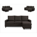 Adorn India Daffodil Three Seater Modular Sofa (Grey), Wood, Foam