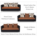 Adorn India Exclusive Two Tone Alita Compact 3-1-1 Sofa Set (Rust & Black), Wood, Foam