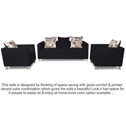 Adorn India Alita 3-1-1 Compact 5 setaer Sofa Set (Black), Wood, Foam