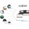 Adorn India Aliana L Shape Leatherette Fabric 6 Seater Sofa Set LHS (Dark Grey & White) (3 Year Warranty)