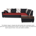 Adorn India Orlando Fabric L Shape Sofa (Black) ack and Maroon