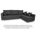 Sal Straight line L Shape Sofa (Dark Grey)